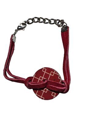 Boho Chic Pendant Bracelet Red Geometric Pattern Suede Cord Fashion Jewelry